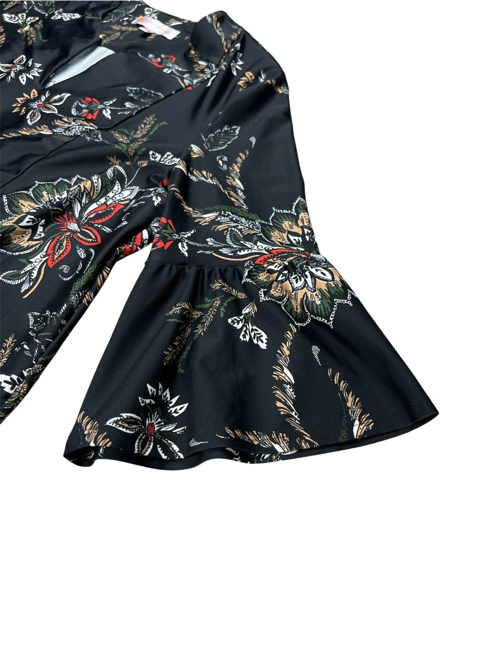 KERRY DRESS by JUDE CONNALLY in black floral pattern 3/4 length slv v-neck SMALL - Picture 6 of 10